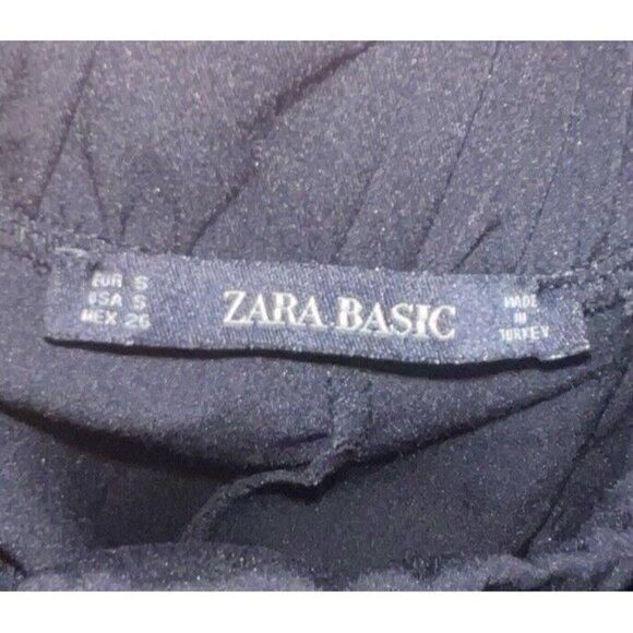 ZARA BASIC Women's Size Small Black Jogger Pants with Red White Side Stripes - Picture 7 of 8